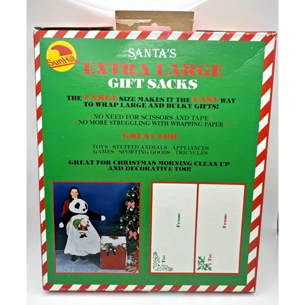 Vintage 90's Extra Large Gift‎ Sacks Cloth Christmas Gift Bags New In Box